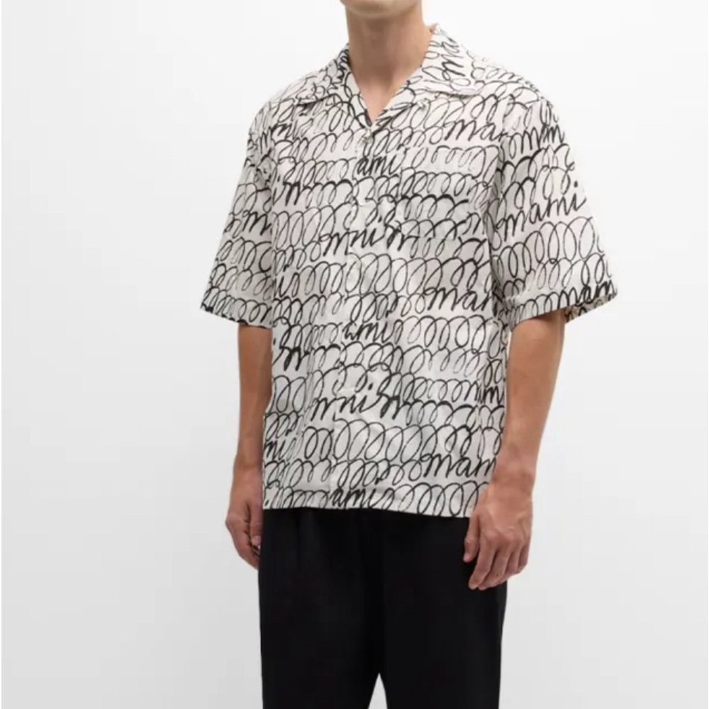 Marni Scribbled Poplin Camp Shirt Size Medium NEW!